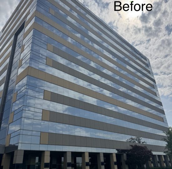 highrise building exterior before paint update