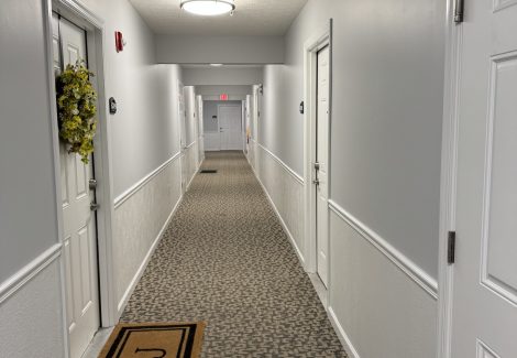 painted apartment hallway