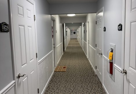 painted apartment hallway