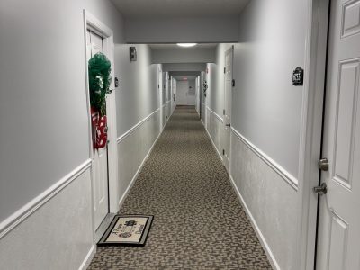 painted apartment hallway