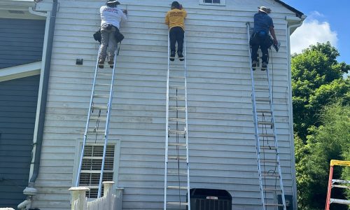 Westerville case study during photo men high up on ladders
