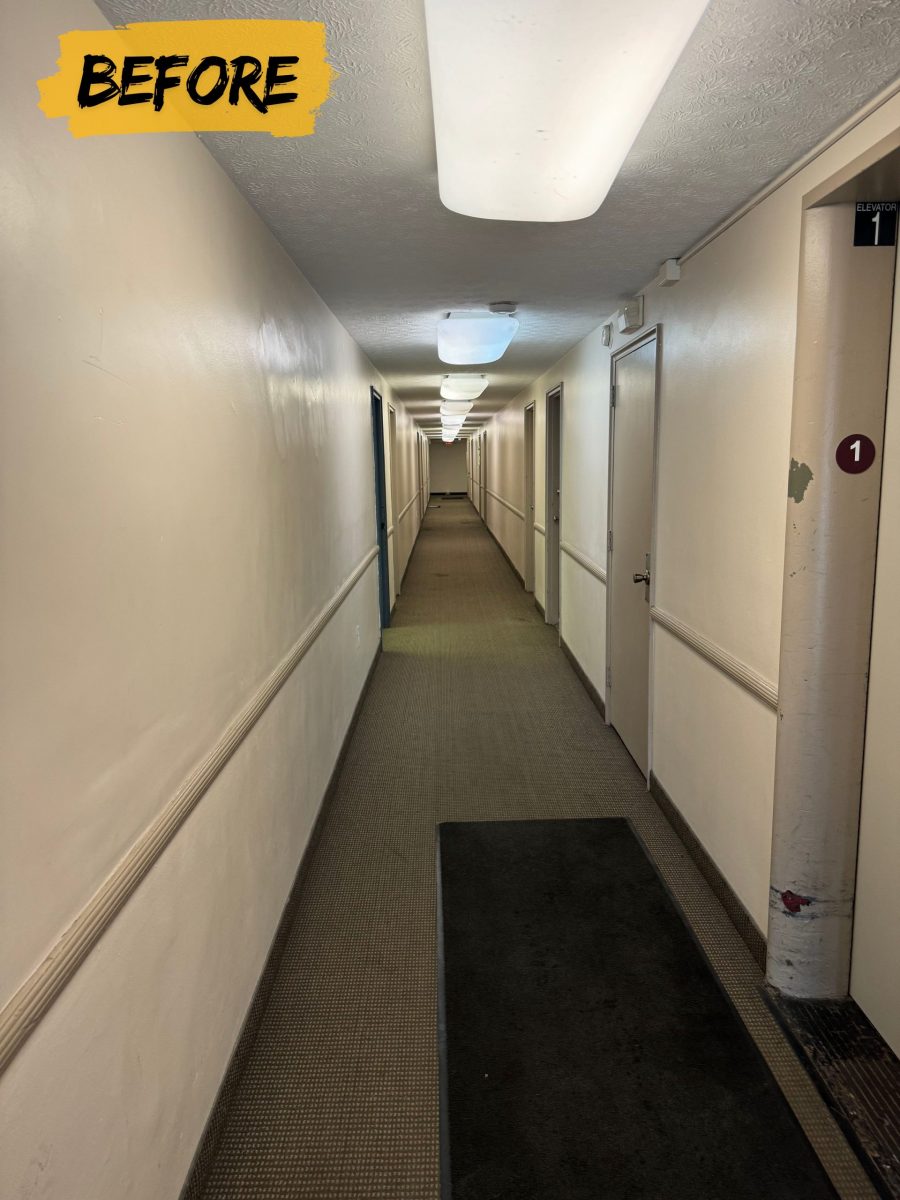 apartment complex hallway before interior repaint Preview Image 8