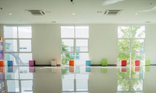 education facility with epoxy flooring