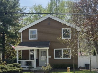 front of painted house