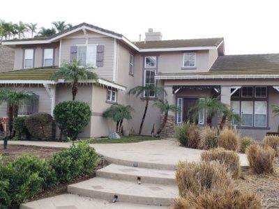 beige exterior brown/green roof