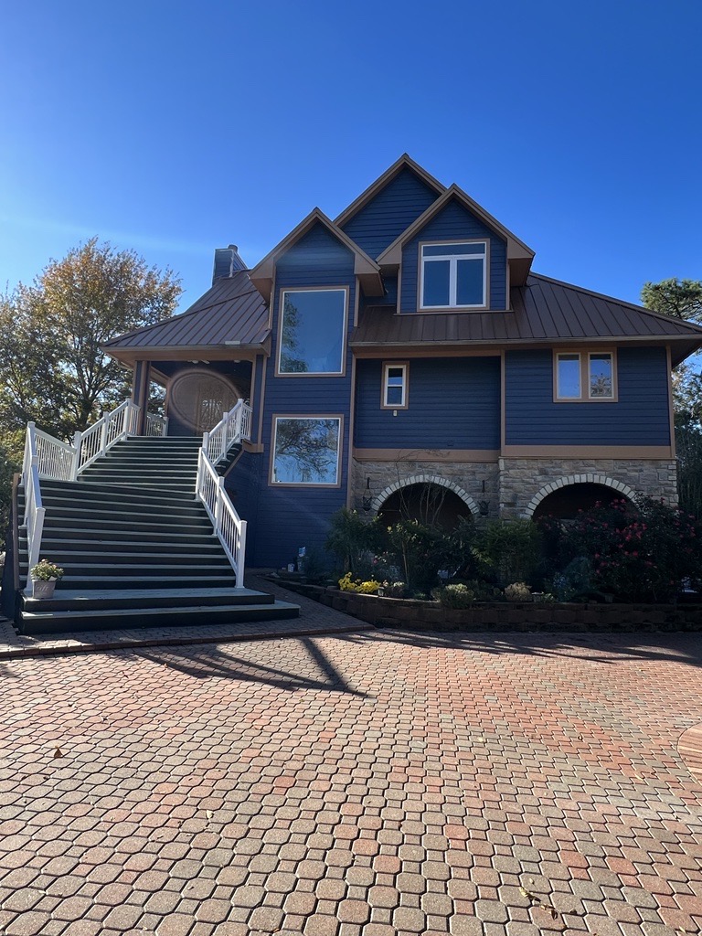 Home Exterior Painted in SW2740 Mineral Gray After