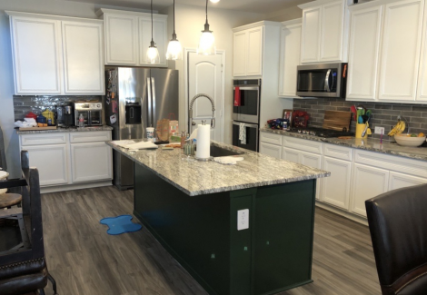 Kitchen Island Painting in SW Vouge Green