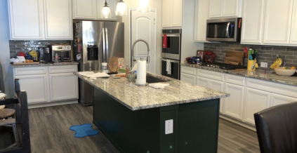 Kitchen Island Painting in SW Vouge Green ...