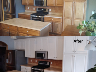 Cabinets before and after painting