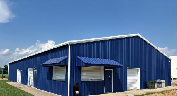 blue painted concession stand