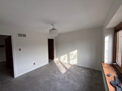 Bedroom with white painted walls