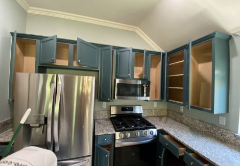 Brown to Teal Cabinet Repaint