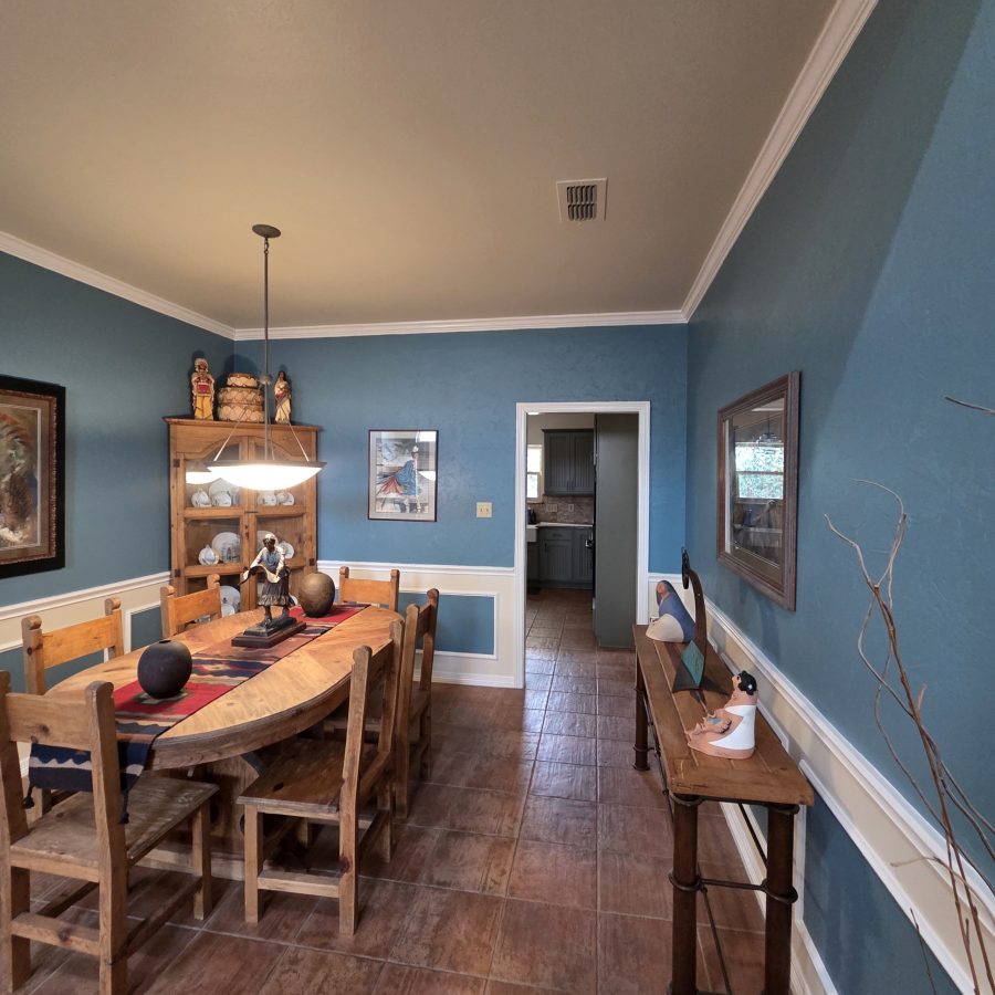 home interior room with blue painted walls