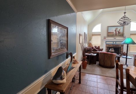 home interior room with blue painted walls