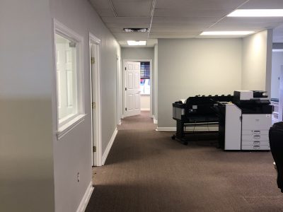 painted office hallway