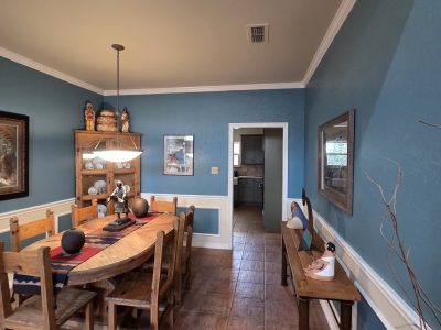 home interior room with blue painted walls