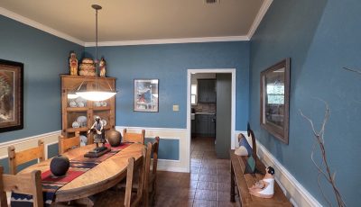 home interior room with blue painted walls