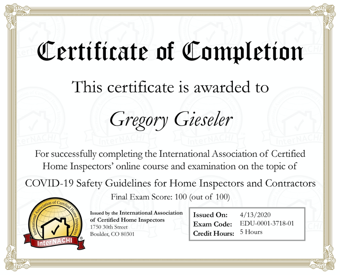 COVID-19 Certificate of Safety