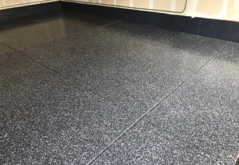 Finished garage floor corner