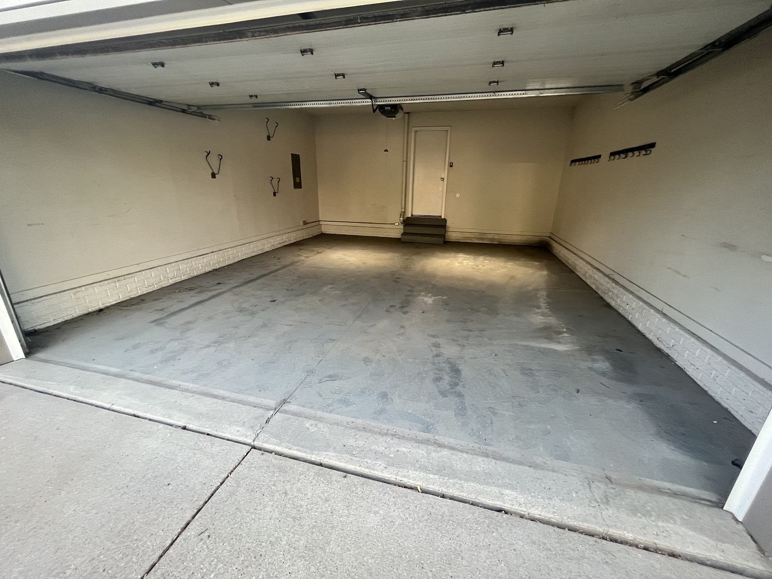 Residential garage floor coating project, before applying the polyaspartic