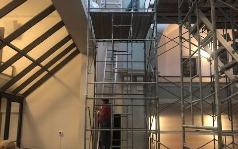 Working on the ceiling