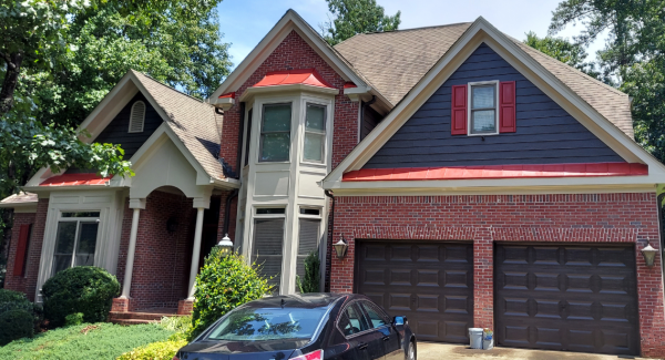 Blue and Red Trim Exterior Painting in Powder Springs, GA