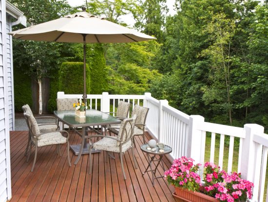 Brown Deck with White Railing
