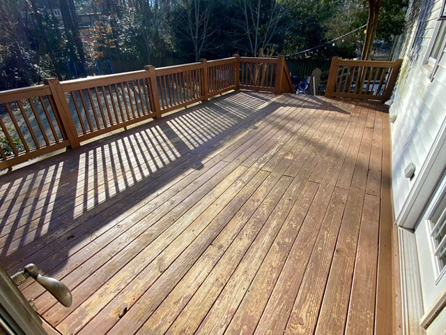 before photo of deck to be refinished in sandy springs