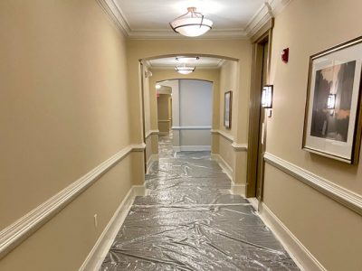 photo of hotel hallway being repainted by certapro painters of dunwoody