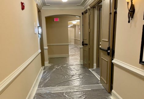 photo of hotel hallway being repainted by certapro painters of dunwoody