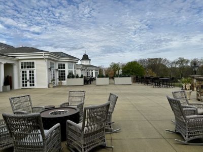 photo of country club concrete patio after being cleaned and clear coated