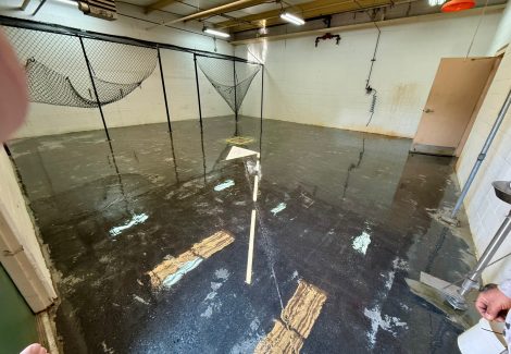 industrial floor after old coating and stains were removed