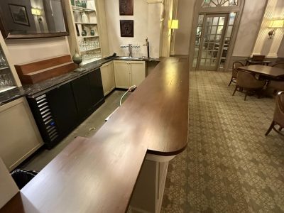 a custom bar top that was sanded & stained