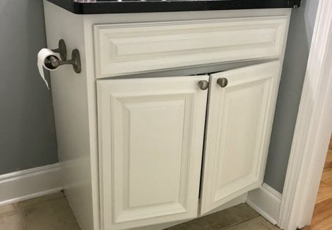 photo of repainted bathroom cabinet