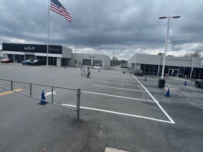 newly painted car dealership parking lot by certapro painters of dunwoody