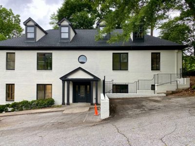 repainted white brick office building in sandy springs ga - certapro painters of dunwoody