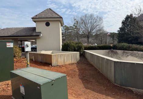 underground golf cart parking lot exterior wall