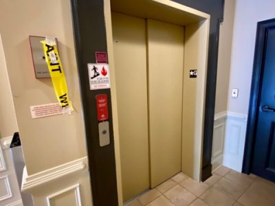 repainted elevator door trim in dunwoody