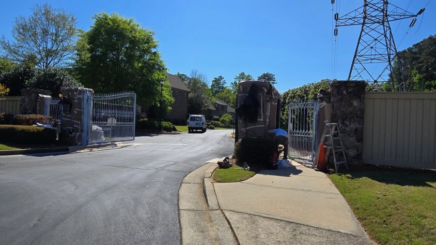 in progress photo of commercial access gate, call box, and light project Preview Image 4