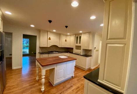 photo of repainted kitchen cabinets