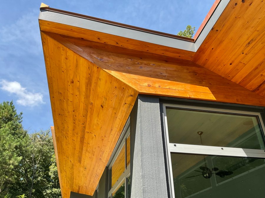 stain and clear coat on wood gable - Hillsborough home Preview Image 1