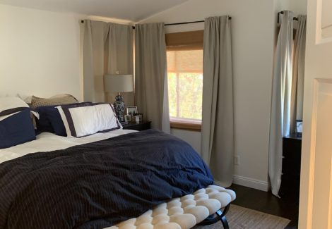 Bedroom after painting the walls and ceiling.