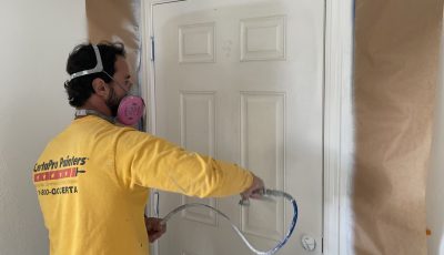 Repainting interior doors in San Diego.