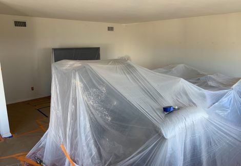 Painting preparation included moving the furniture.