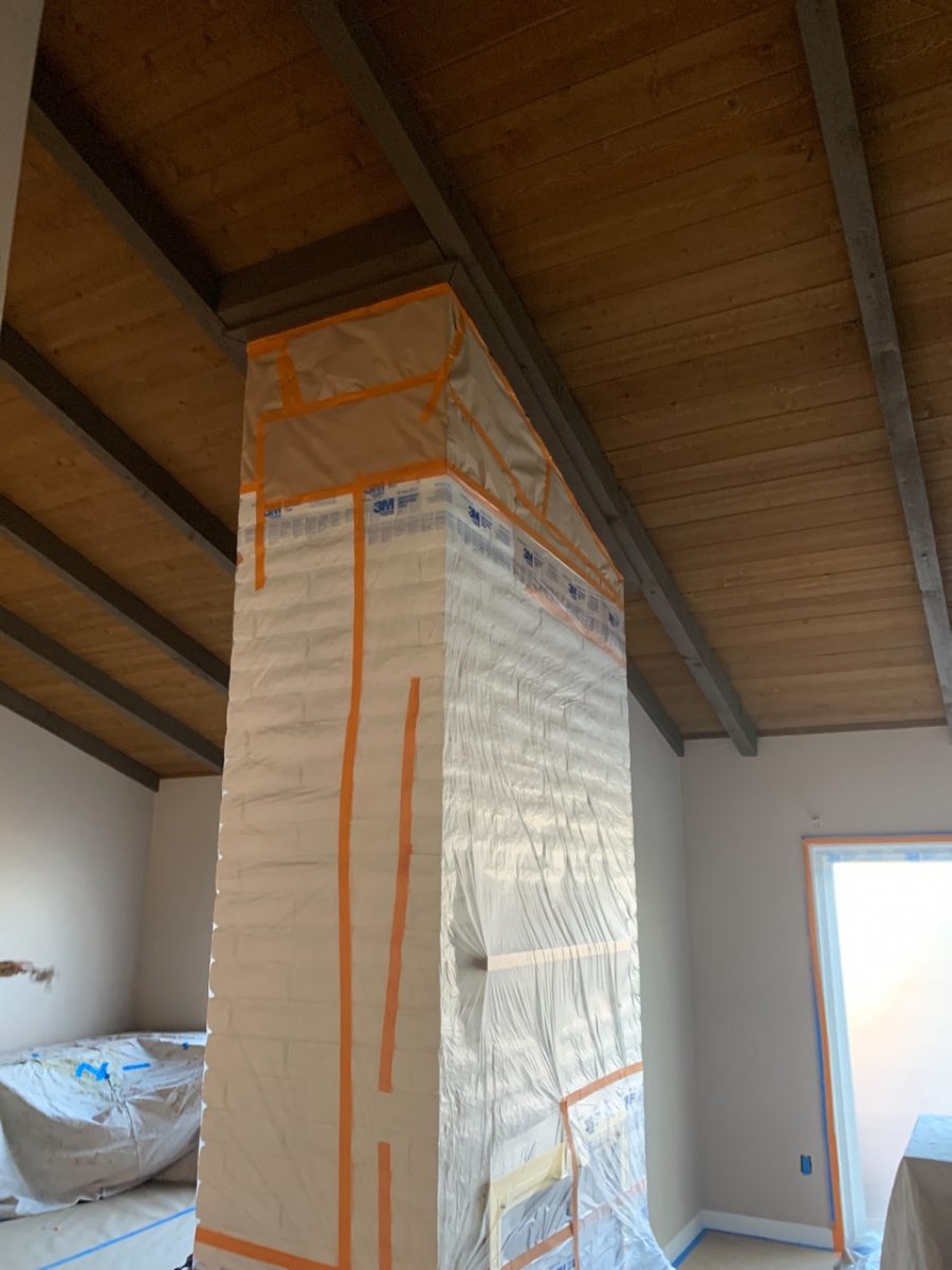 prep work before the ceiling was painted using a spray rig. Preview Image 2