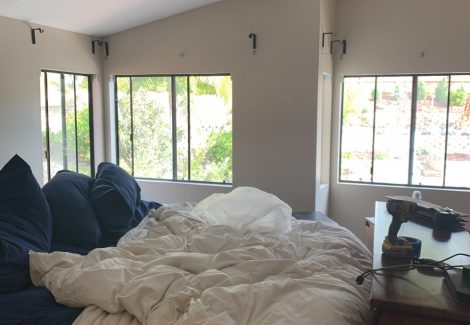 preparing a room to be painted.