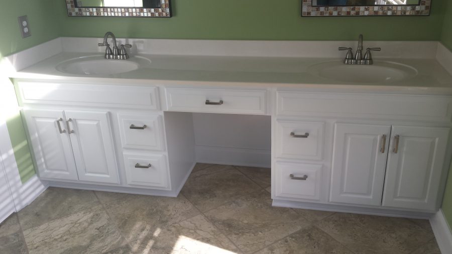 white painted bathroom vanity