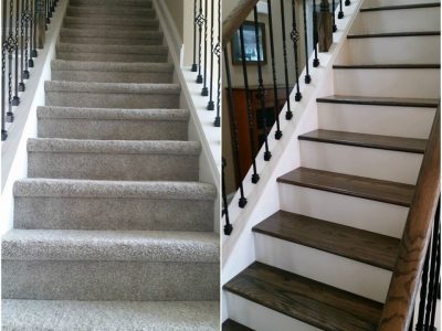 stairwell carpet removal and staining