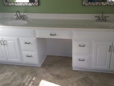 white painted bathroom vanity