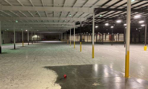 Completed portion being cleaned